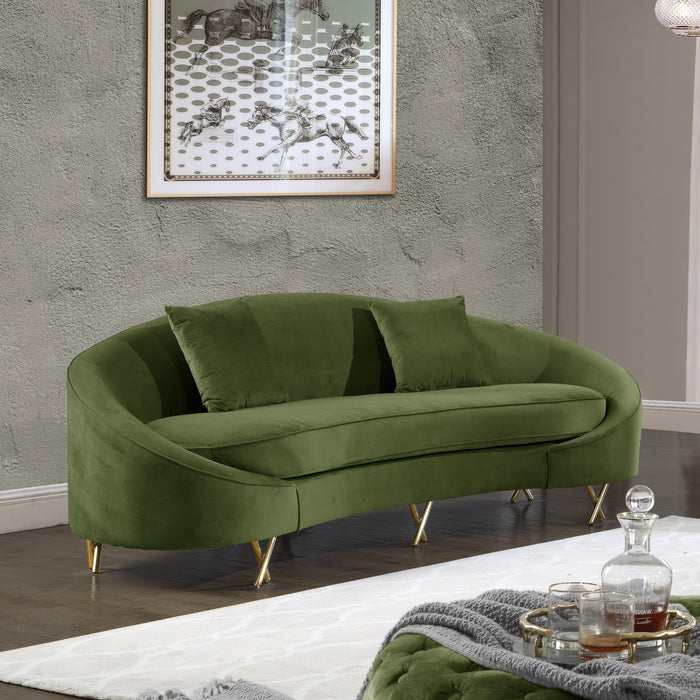 Serpentine Olive Velvet Sofa - Royal Furniture & Gifts (MI) - Multi Location