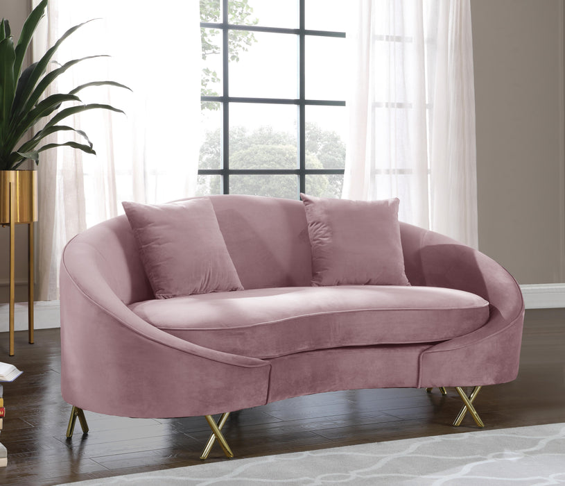 Serpentine Pink Velvet Loveseat - Royal Furniture & Gifts (MI) - Multi Location