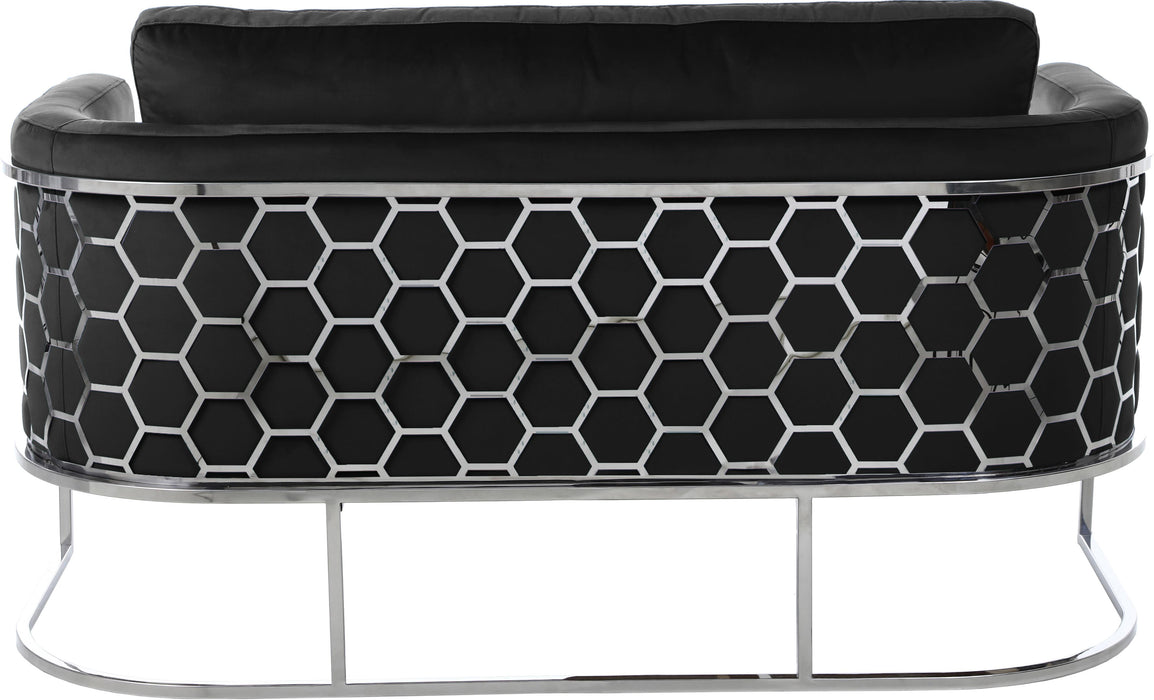Casa Black Velvet Loveseat - Royal Furniture & Gifts (MI) - Multi Location