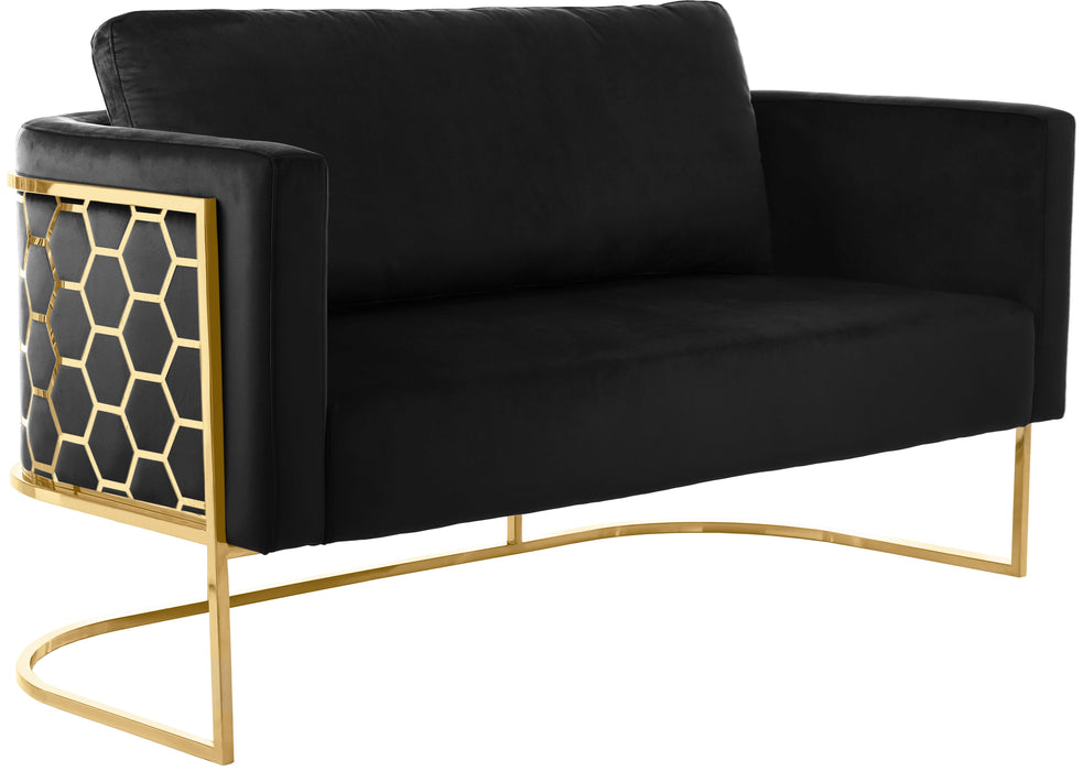 Casa Black Velvet Loveseat - Royal Furniture & Gifts (MI) - Multi Location