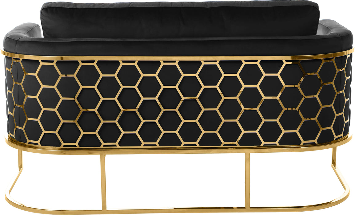 Casa Black Velvet Loveseat - Royal Furniture & Gifts (MI) - Multi Location