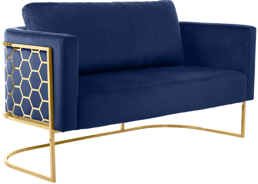 Casa Navy Velvet Loveseat - Royal Furniture & Gifts (MI) - Multi Location