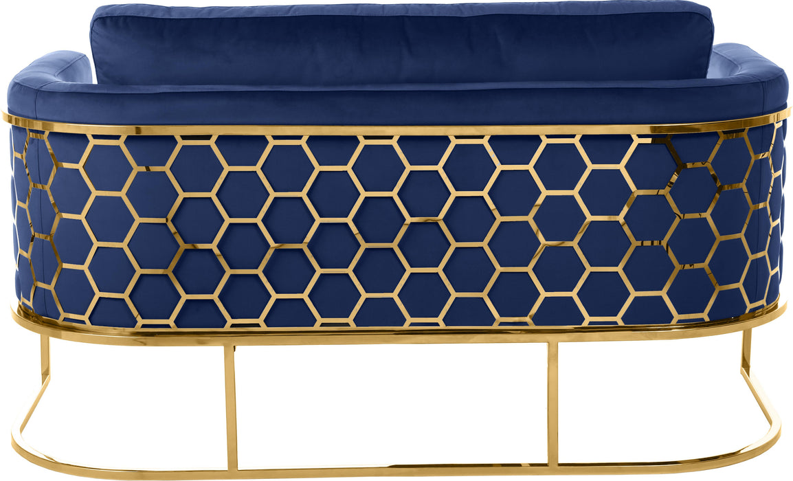 Casa Navy Velvet Loveseat - Royal Furniture & Gifts (MI) - Multi Location