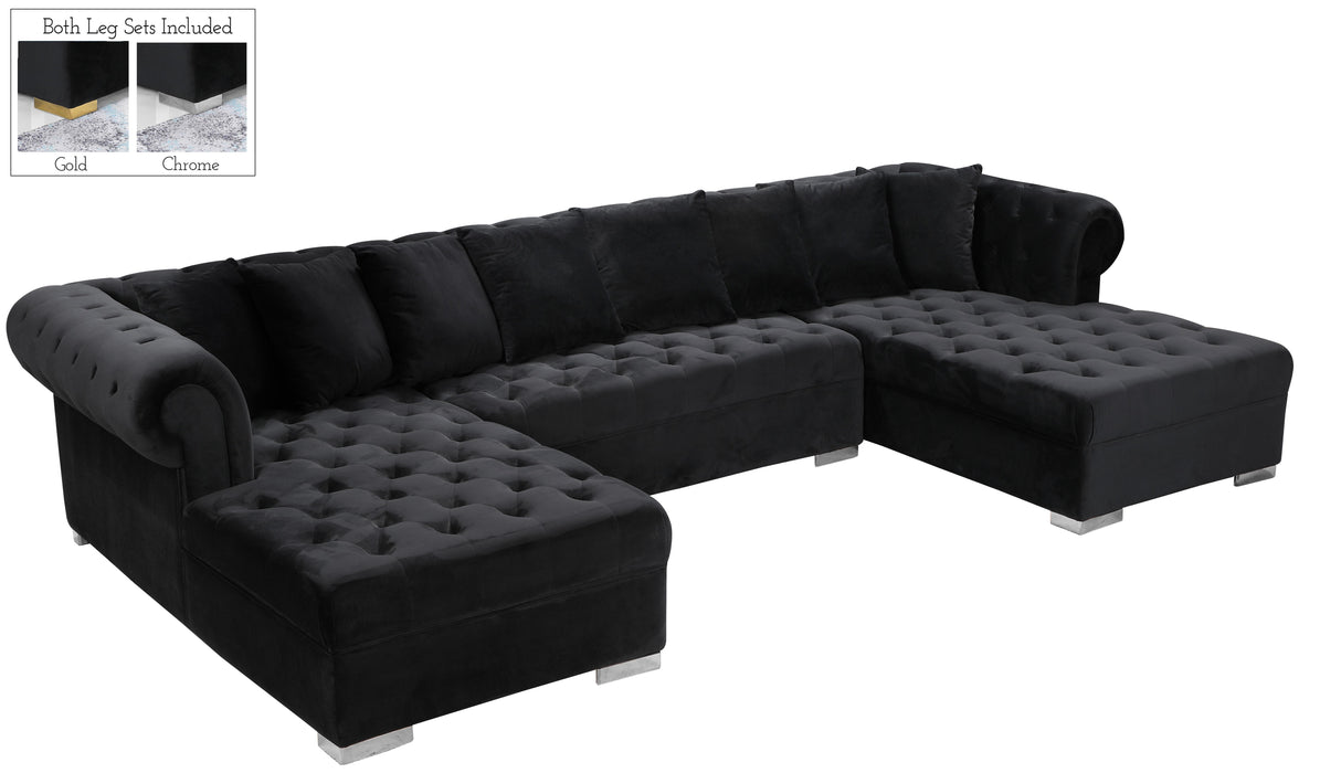 Presley Black Velvet 3pc. Sectional - Royal Furniture & Gifts (MI) - Multi Location