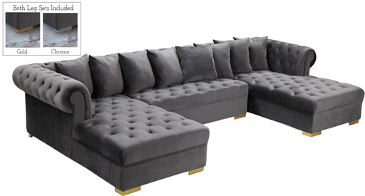 Presley Grey Velvet 3pc. Sectional - Royal Furniture & Gifts (MI) - Multi Location