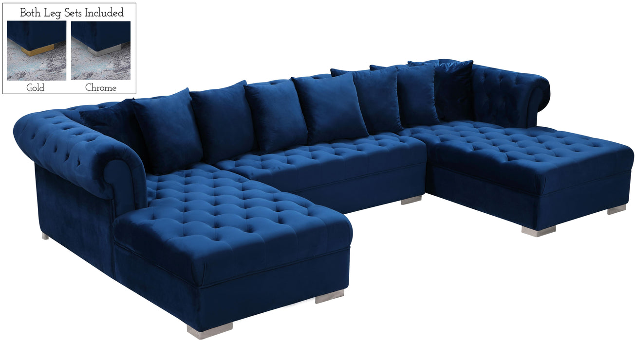 Presley Navy Velvet 3pc. Sectional - Royal Furniture & Gifts (MI) - Multi Location