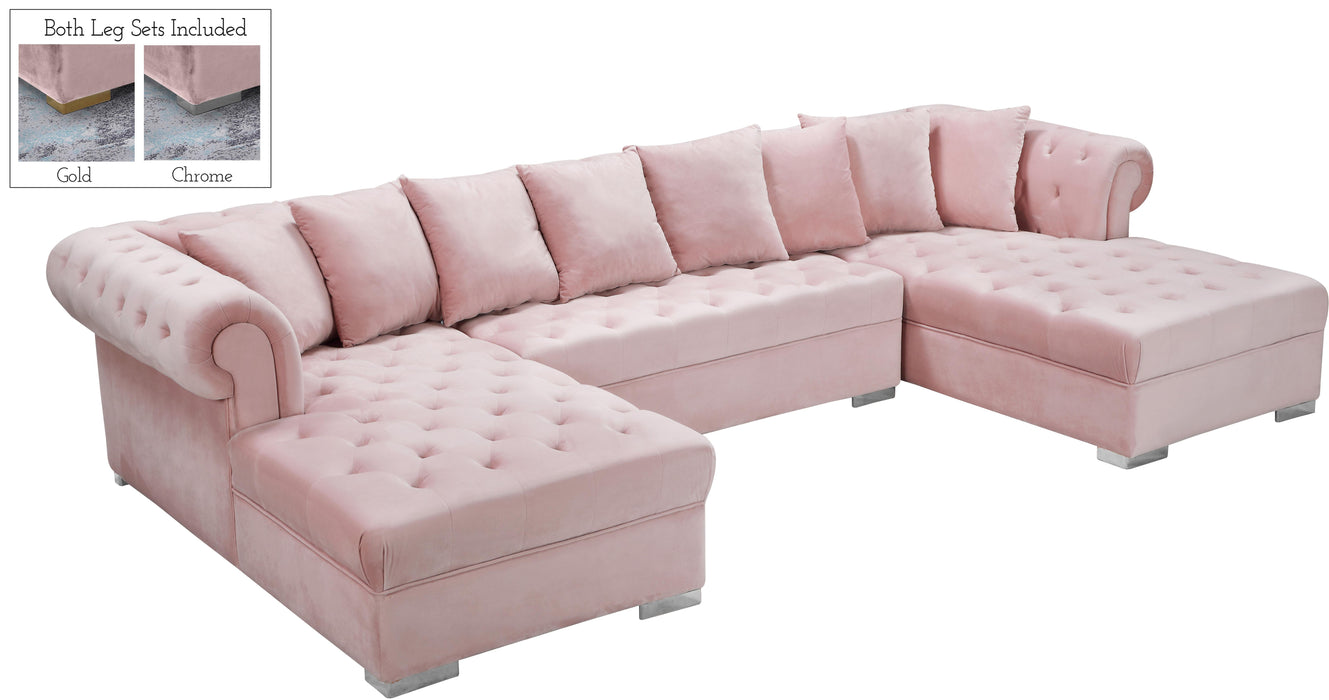 Presley Pink Velvet 3pc. Sectional - Royal Furniture & Gifts (MI) - Multi Location