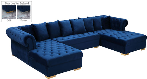 Presley Navy Velvet 3pc. Sectional - Royal Furniture & Gifts (MI) - Multi Location