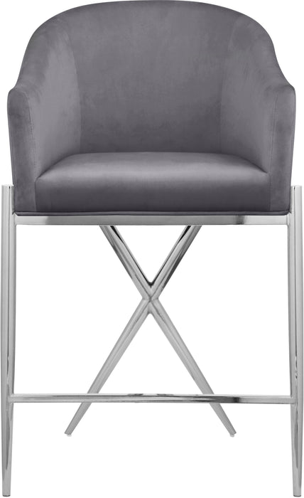 Xavier Grey Velvet Counter Stool - Royal Furniture & Gifts (MI) - Multi Location