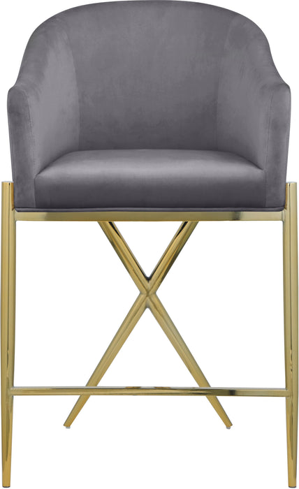 Xavier Grey Velvet Counter Stool - Royal Furniture & Gifts (MI) - Multi Location