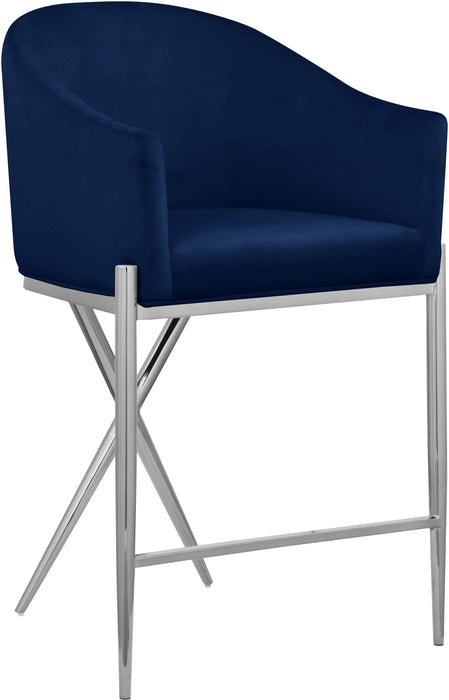 Xavier Navy Velvet Counter Stool - Royal Furniture & Gifts (MI) - Multi Location