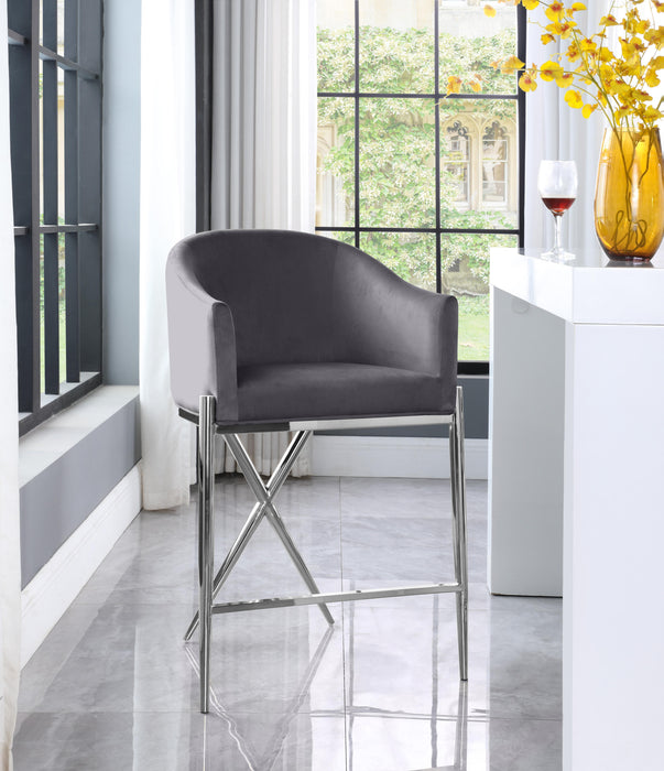 Xavier Grey Velvet Counter Stool - Royal Furniture & Gifts (MI) - Multi Location