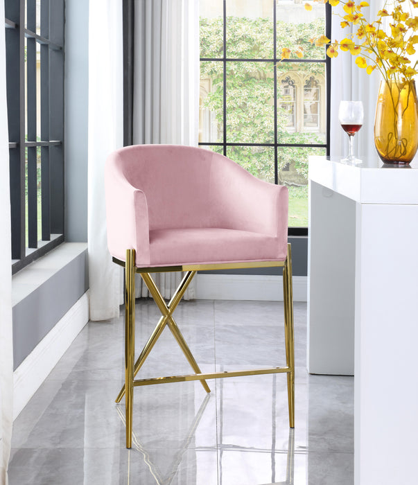 Xavier Pink Velvet Counter Stool - Royal Furniture & Gifts (MI) - Multi Location