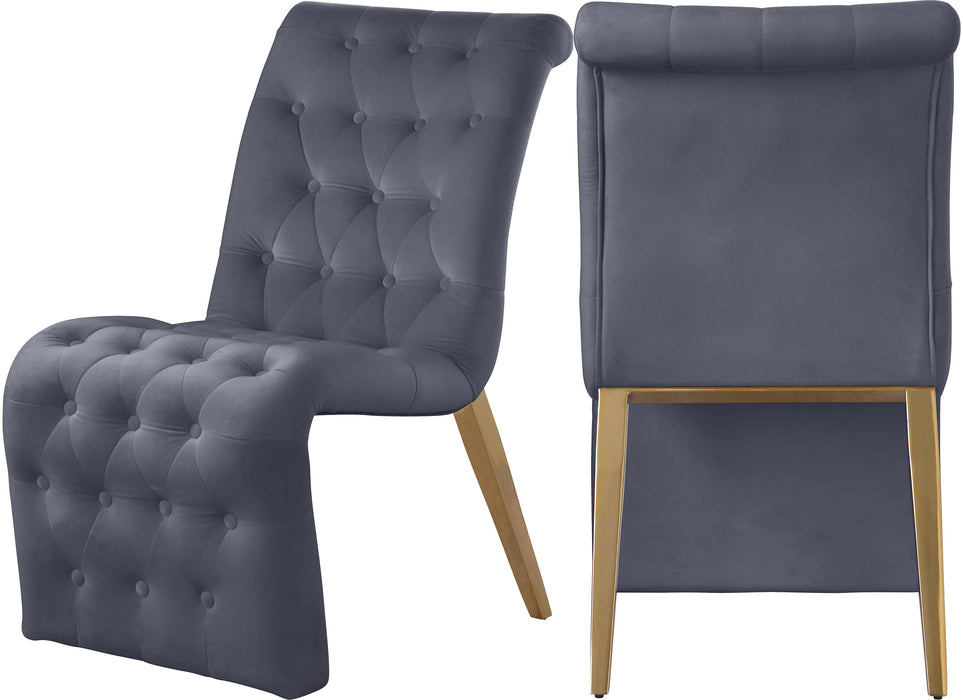 Curve Grey Velvet Dining Chair - Royal Furniture & Gifts (MI) - Multi Location