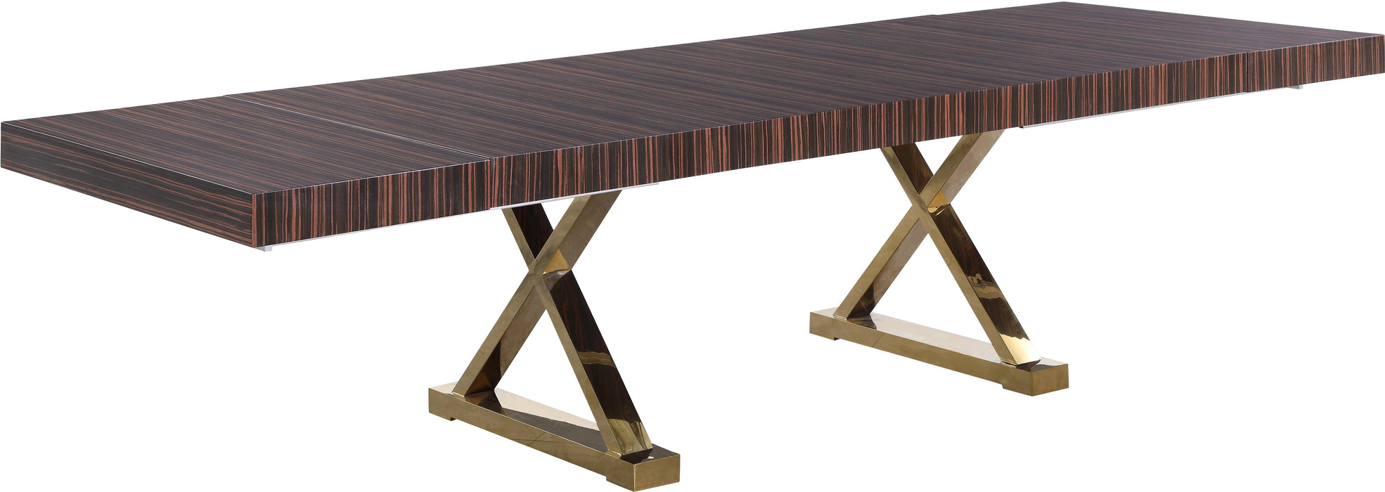 Excel Brown Zebra Wood Veneer Lacquer Extendable Dining Table (3 Boxes) - Royal Furniture & Gifts (MI) - Multi Location