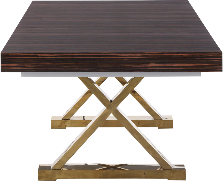 Excel Brown Zebra Wood Veneer Lacquer Extendable Dining Table (3 Boxes) - Royal Furniture & Gifts (MI) - Multi Location