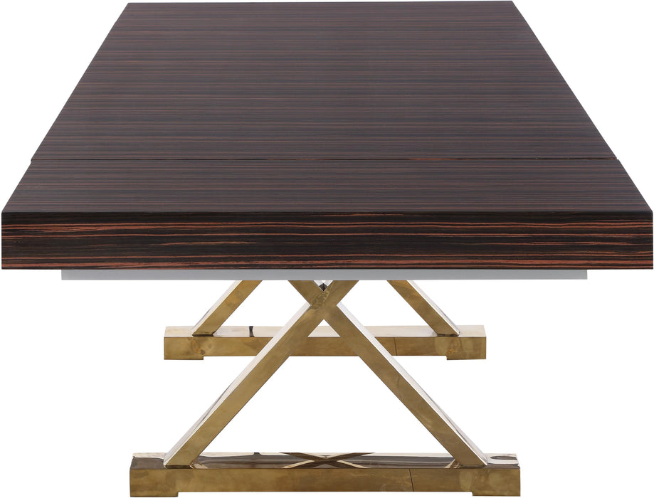 Excel Brown Zebra Wood Veneer Lacquer Extendable Dining Table (3 Boxes) - Royal Furniture & Gifts (MI) - Multi Location