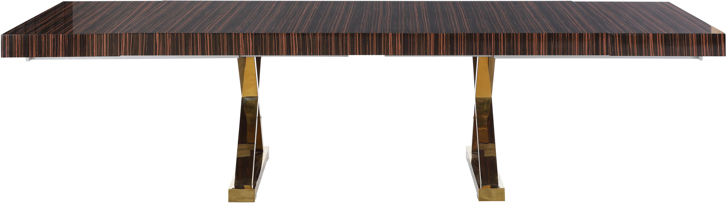 Excel Brown Zebra Wood Veneer Lacquer Extendable Dining Table (3 Boxes) - Royal Furniture & Gifts (MI) - Multi Location