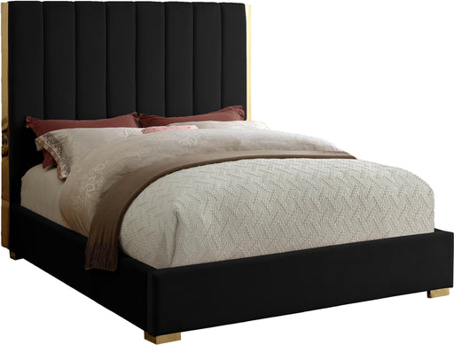 Becca Black Velvet King Bed - Royal Furniture & Gifts (MI) - Multi Location