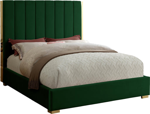 Becca Green Velvet Queen Bed - Royal Furniture & Gifts (MI) - Multi Location
