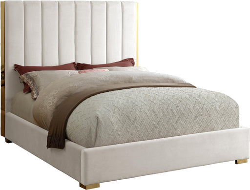Becca Cream Velvet King Bed - Royal Furniture & Gifts (MI) - Multi Location