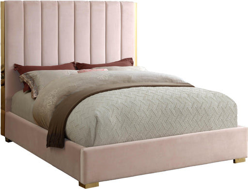 Becca Pink Velvet King Bed - Royal Furniture & Gifts (MI) - Multi Location