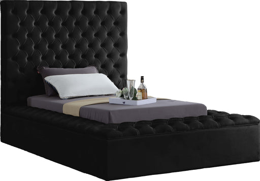 Bliss Black Velvet Twin Bed (3 Boxes) - Royal Furniture & Gifts (MI) - Multi Location