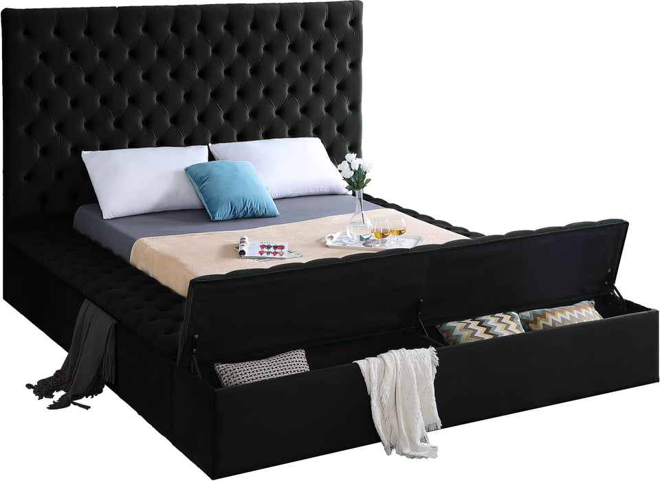 Bliss Black Velvet Queen Bed (3 Boxes) - Royal Furniture & Gifts (MI) - Multi Location