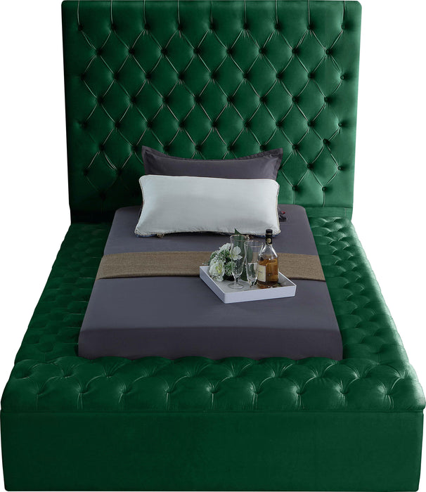 Bliss Green Velvet Twin Bed (3 Boxes) - Royal Furniture & Gifts (MI) - Multi Location