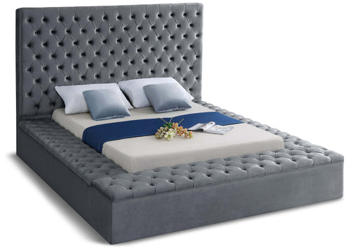Bliss Grey Velvet King Bed (3 Boxes) - Royal Furniture & Gifts (MI) - Multi Location