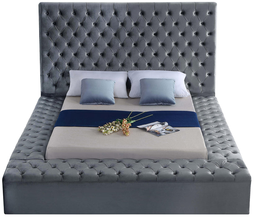 Bliss Grey Velvet King Bed (3 Boxes) - Royal Furniture & Gifts (MI) - Multi Location