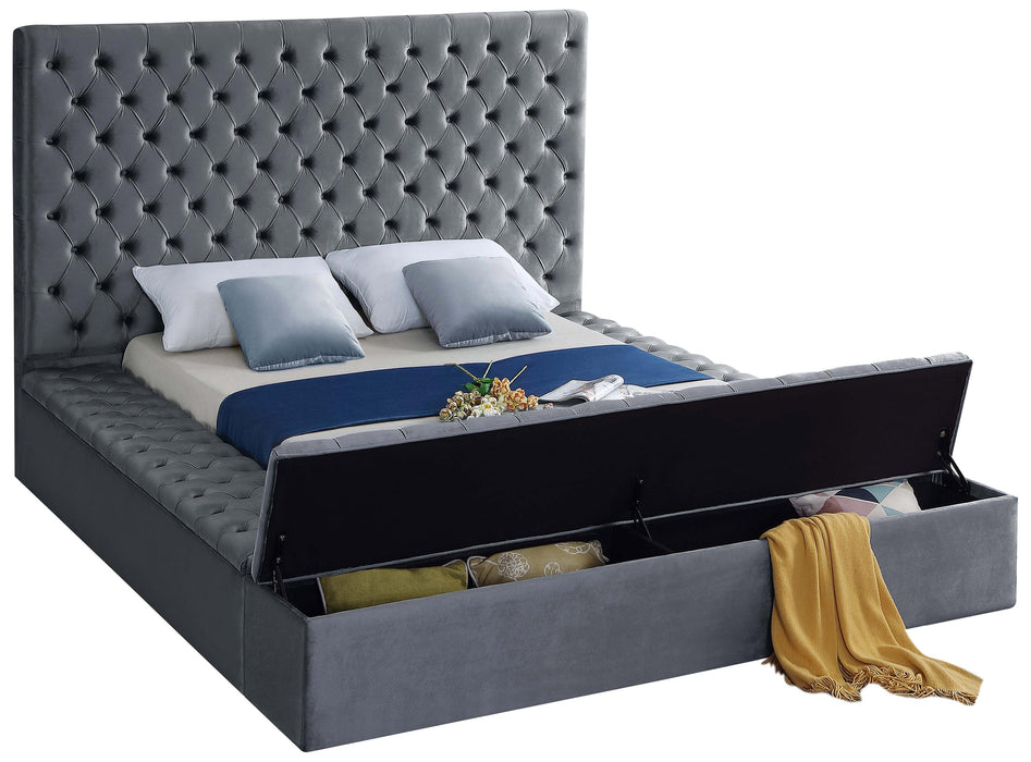 Bliss Grey Velvet King Bed (3 Boxes) - Royal Furniture & Gifts (MI) - Multi Location