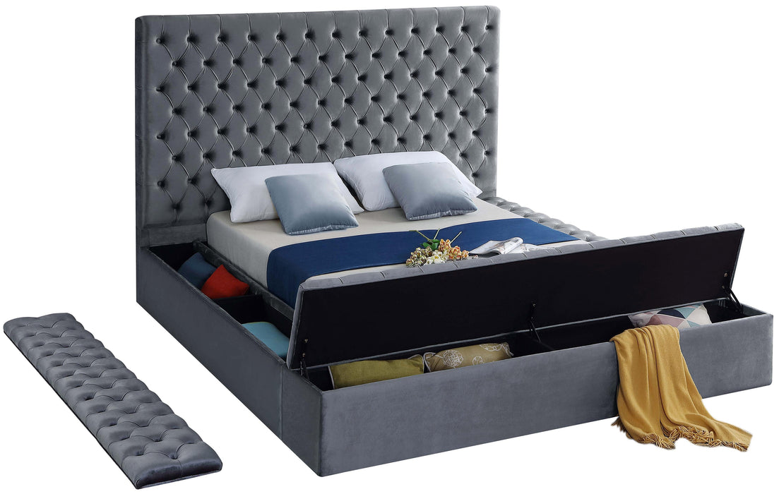 Bliss Grey Velvet Queen Bed (3 Boxes) - Royal Furniture & Gifts (MI) - Multi Location