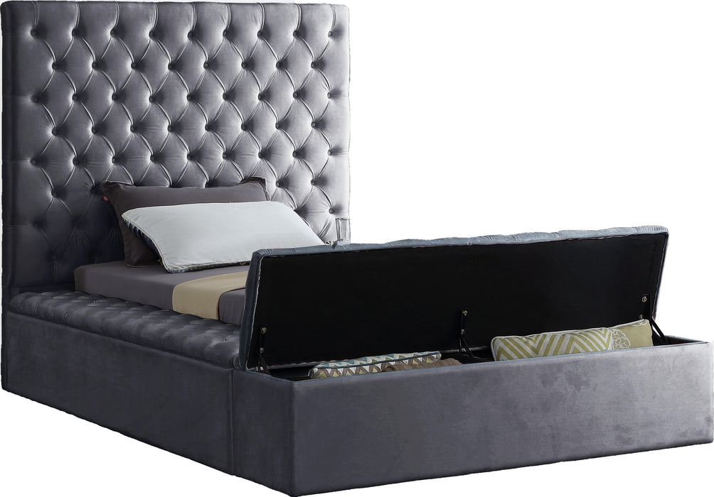 Bliss Grey Velvet Twin Bed (3 Boxes) - Royal Furniture & Gifts (MI) - Multi Location