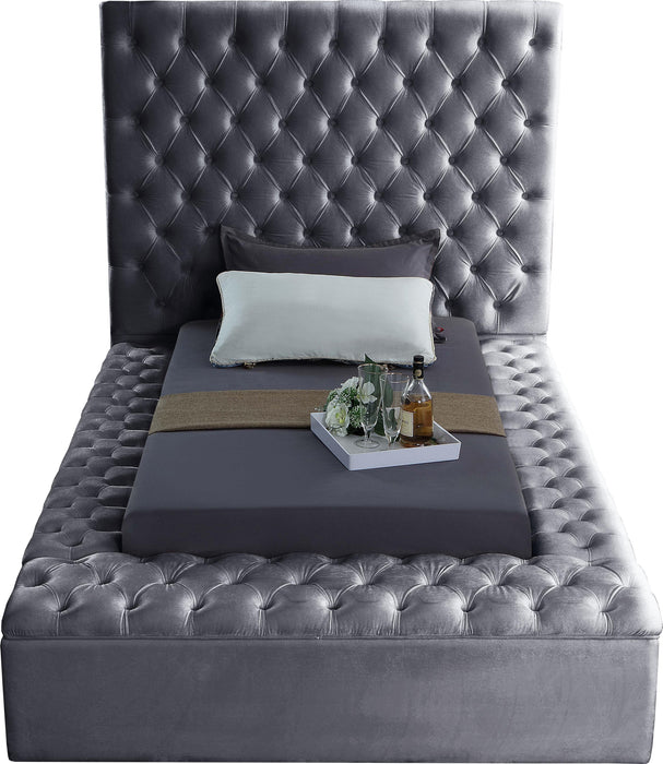 Bliss Grey Velvet Twin Bed (3 Boxes) - Royal Furniture & Gifts (MI) - Multi Location