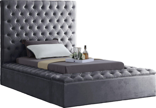 Bliss Grey Velvet Twin Bed (3 Boxes) - Royal Furniture & Gifts (MI) - Multi Location