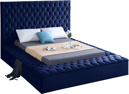 Bliss Navy Velvet Queen Bed (3 Boxes) - Royal Furniture & Gifts (MI) - Multi Location