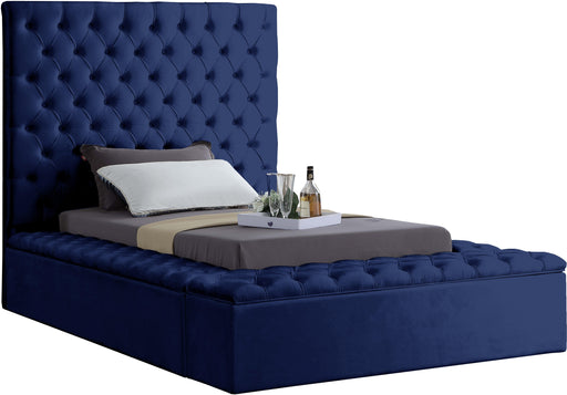 Bliss Navy Velvet Twin Bed (3 Boxes) - Royal Furniture & Gifts (MI) - Multi Location