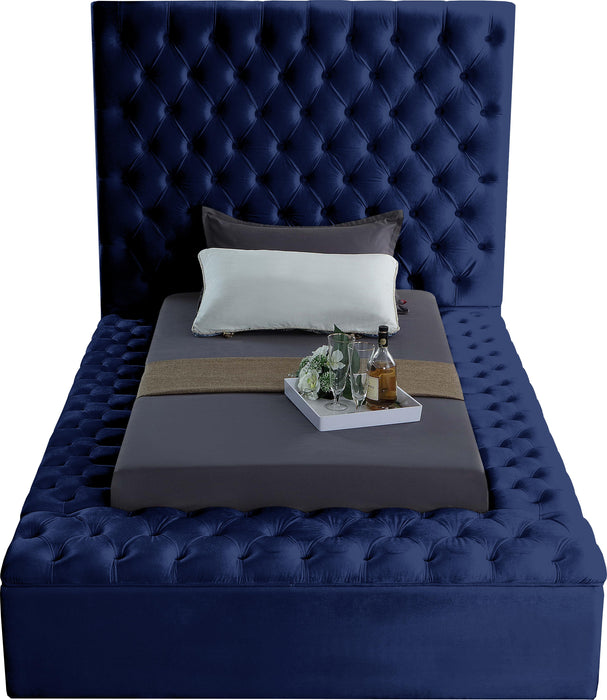 Bliss Navy Velvet Twin Bed (3 Boxes) - Royal Furniture & Gifts (MI) - Multi Location