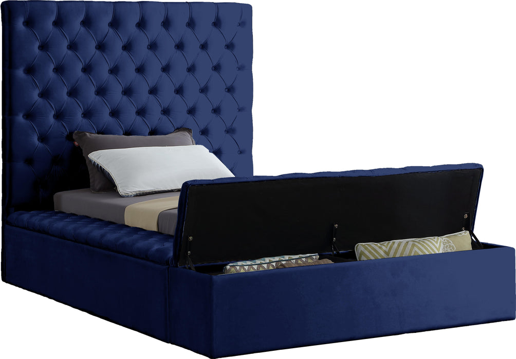 Bliss Navy Velvet Twin Bed (3 Boxes) - Royal Furniture & Gifts (MI) - Multi Location