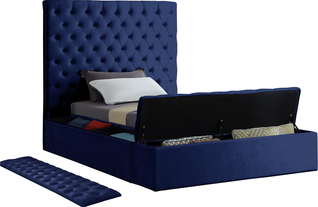 Bliss Navy Velvet Twin Bed (3 Boxes) - Royal Furniture & Gifts (MI) - Multi Location