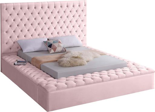 Bliss Pink Velvet Queen Bed (3 Boxes) - Royal Furniture & Gifts (MI) - Multi Location