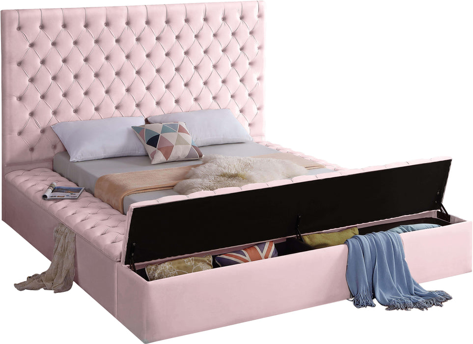 Bliss Pink Velvet Queen Bed (3 Boxes) - Royal Furniture & Gifts (MI) - Multi Location