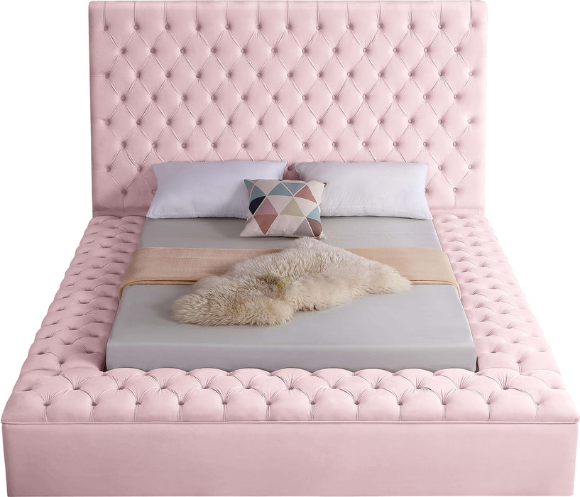 Bliss Pink Velvet Queen Bed (3 Boxes) - Royal Furniture & Gifts (MI) - Multi Location
