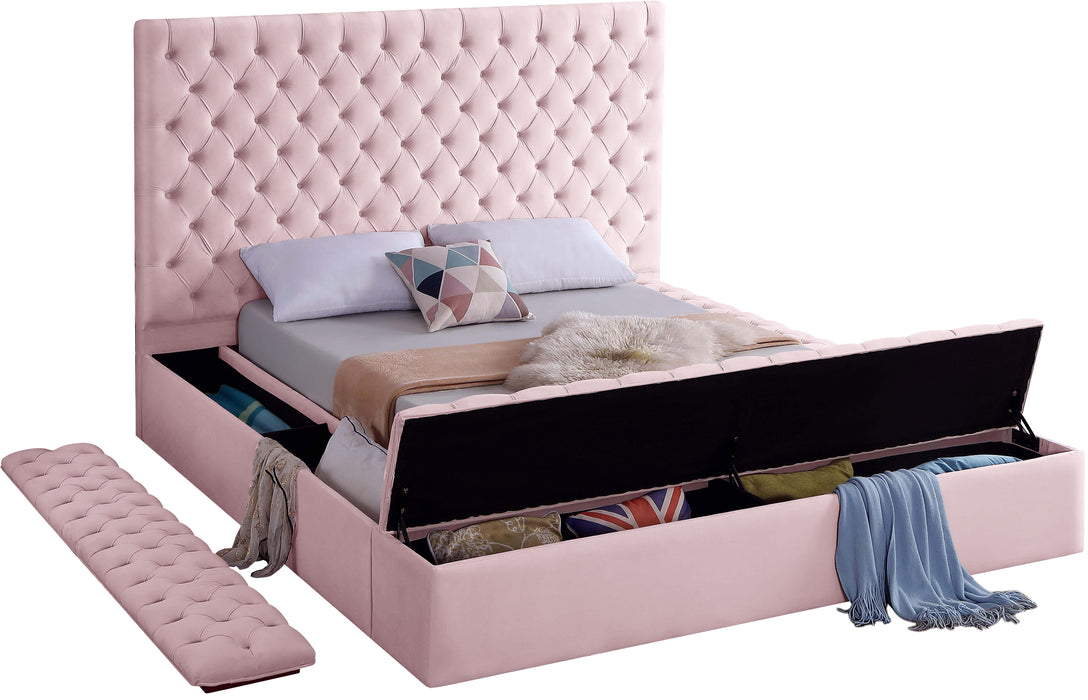 Bliss Pink Velvet Queen Bed (3 Boxes) - Royal Furniture & Gifts (MI) - Multi Location