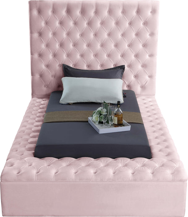 Bliss Pink Velvet Twin Bed (3 Boxes) - Royal Furniture & Gifts (MI) - Multi Location