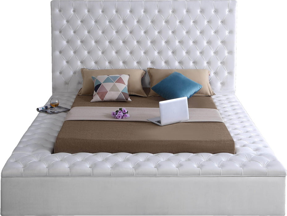 Bliss White Velvet King Bed (3 Boxes) - Royal Furniture & Gifts (MI) - Multi Location