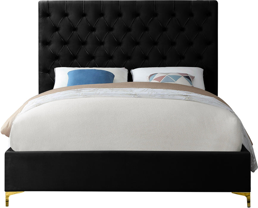 Cruz Black Velvet King Bed - Royal Furniture & Gifts (MI) - Multi Location
