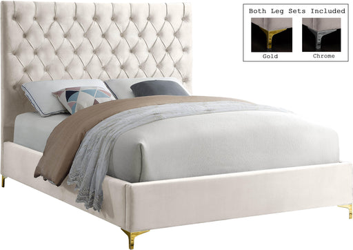 Cruz Cream Velvet King Bed - Royal Furniture & Gifts (MI) - Multi Location
