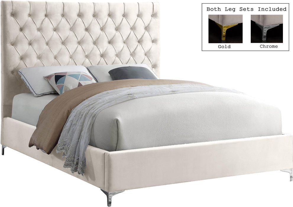 Cruz Cream Velvet Full Bed - Royal Furniture & Gifts (MI) - Multi Location